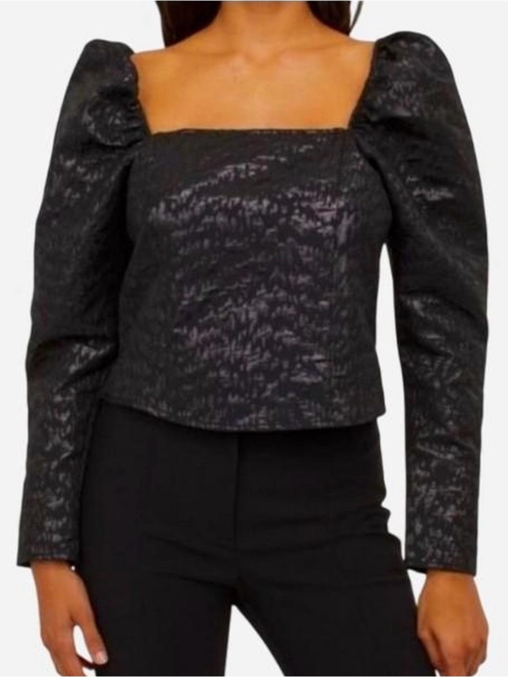 H&M Black Puff Sleeve Top